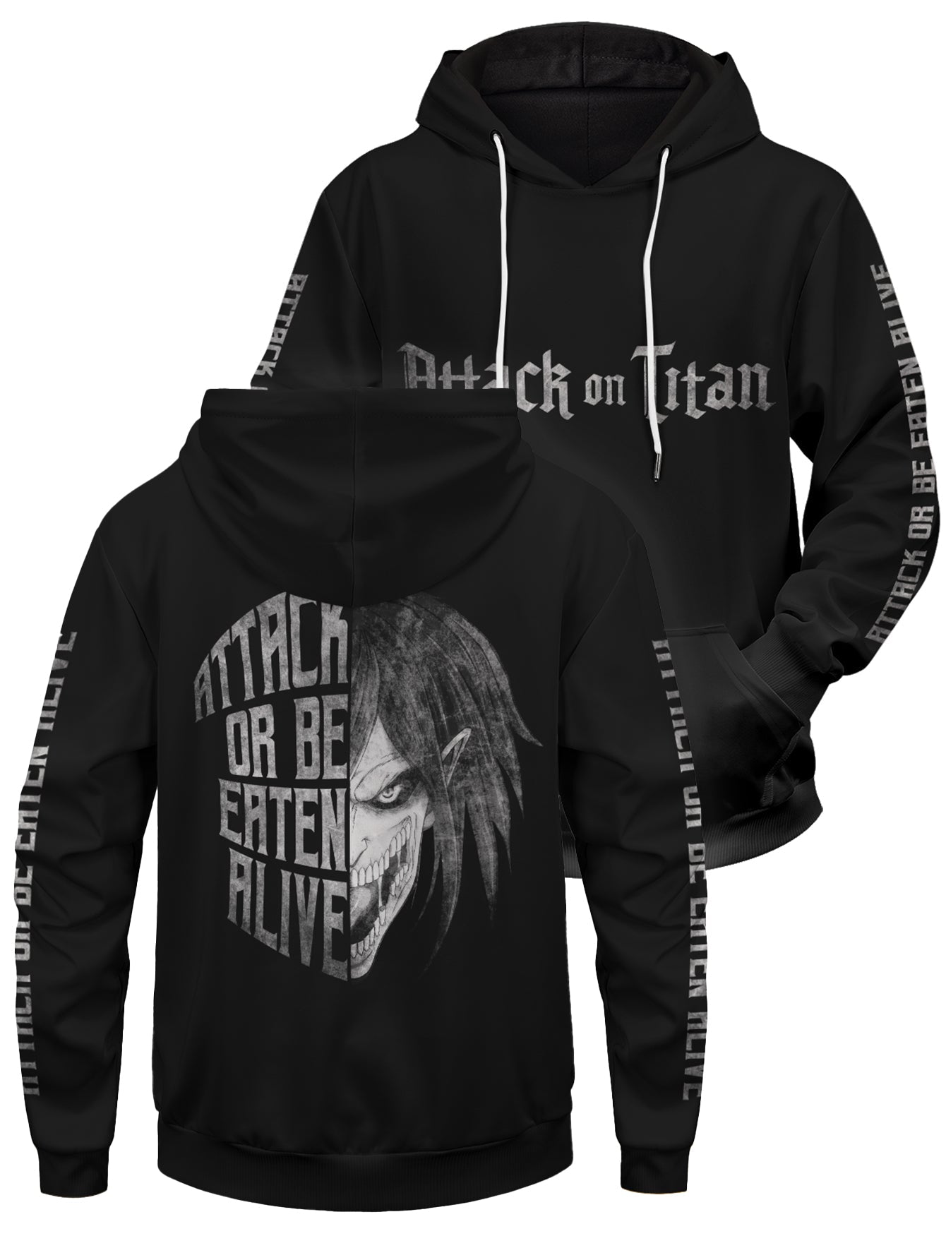 Attack Or Be Eaten Alive Unisex Pullover Hoodie 1