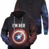 His Her Captain America Shield Couple Unisex Pullover Hoodie 1