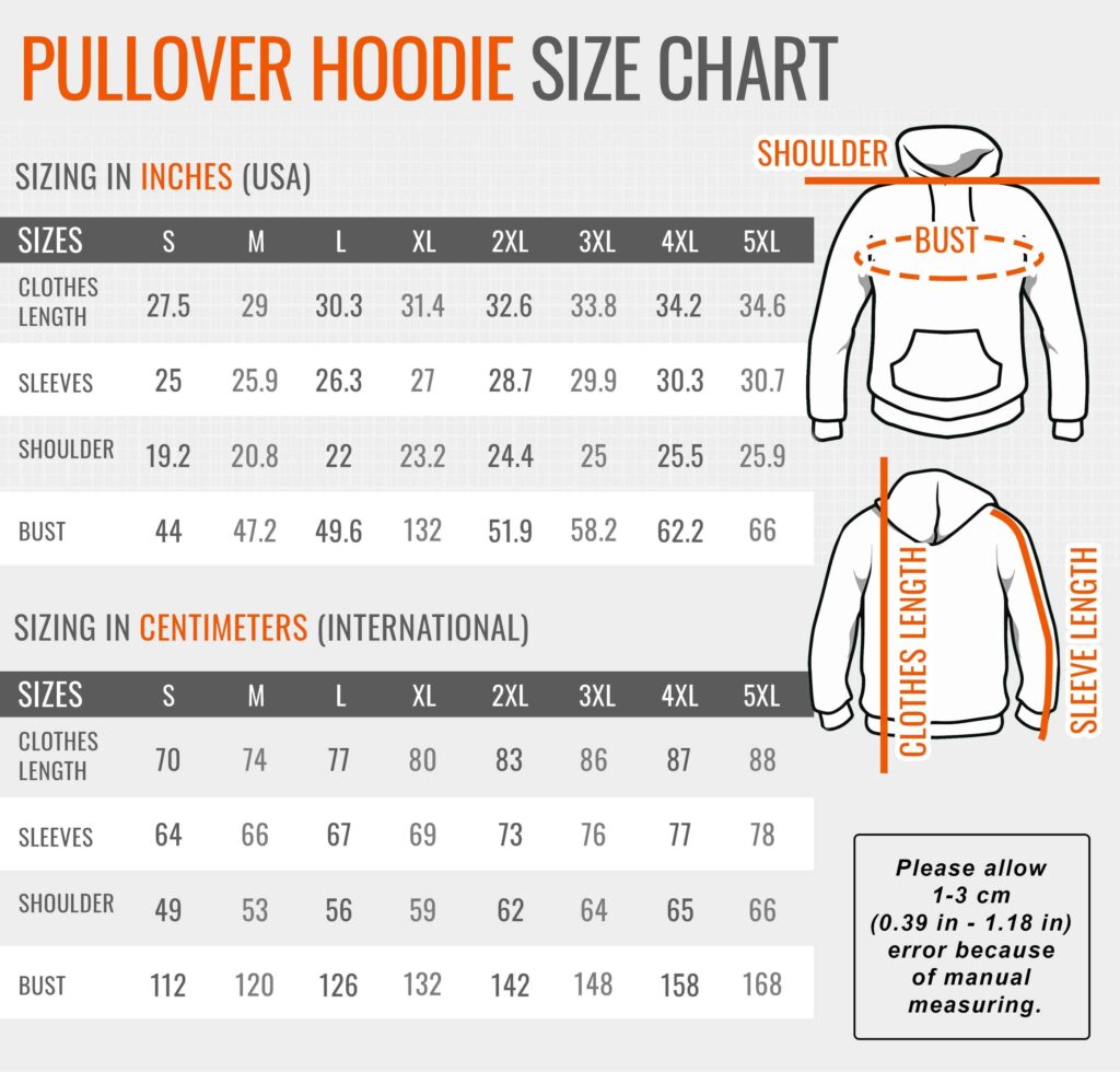 Hoodie Size Chart