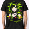 Neon Glitch Anime Girl T Shirt 3